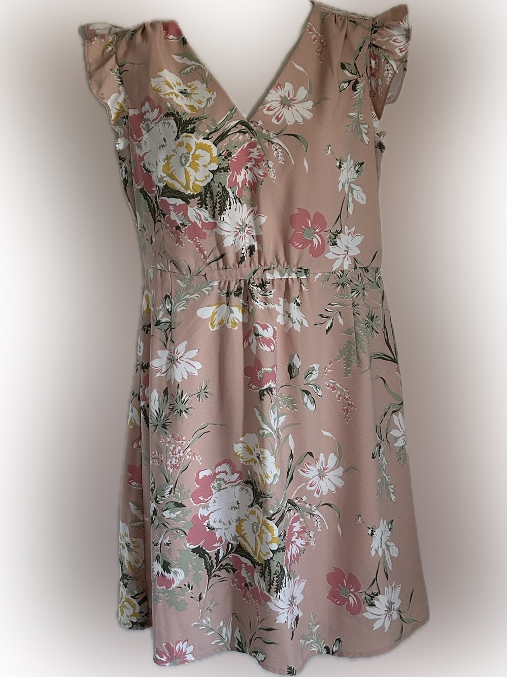 LOFT Pink Floral Midi Dress
